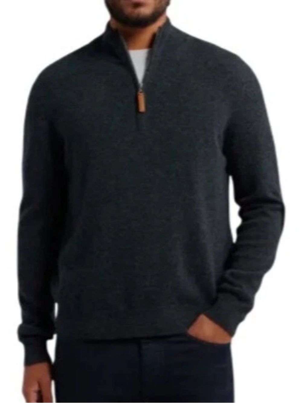 Nordstrom Men's Shop 100% Cashmere Quarter Zip Sweater Size Large Gray Pullover